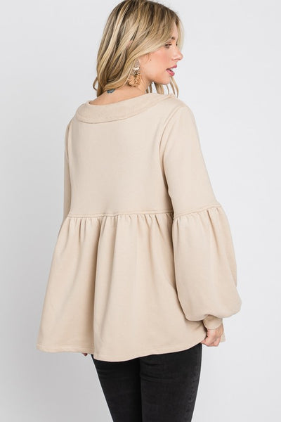 French Terry Bubble Sleeve Top