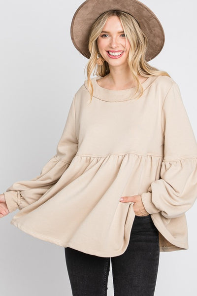 French Terry Bubble Sleeve Top