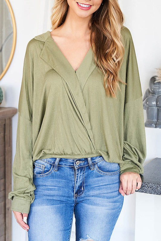 Collared Crossover Blouse