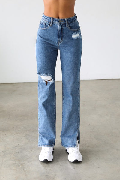 Straight Leg Split Jeans