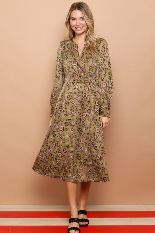 Floral Shimmer Midi Dress